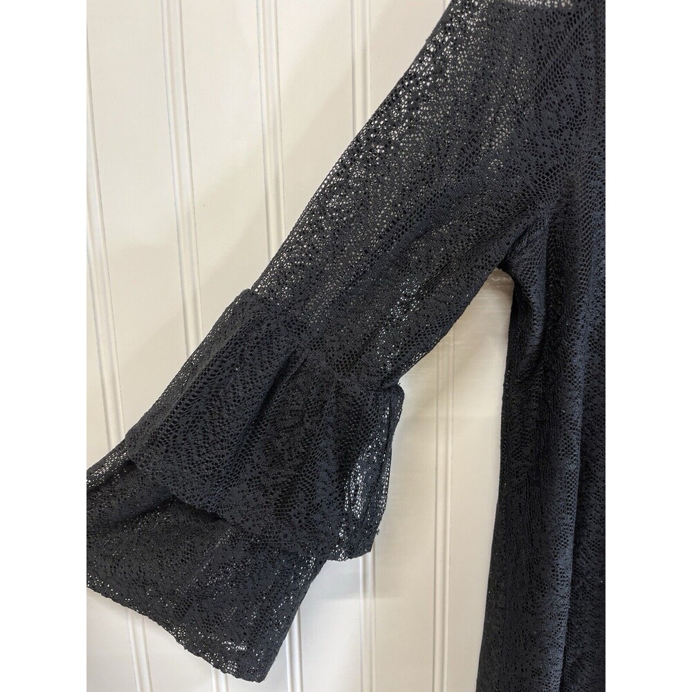 "As You Wish" Bell Sleeve Little Black Party Lace Dress.‎ Lined. Sz X Small - Picture 2 of 15